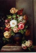 unknow artist, Floral, beautiful classical still life of flowers.079